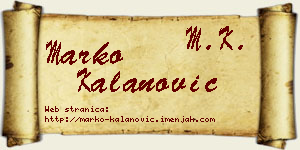 Marko Kalanović vizit kartica